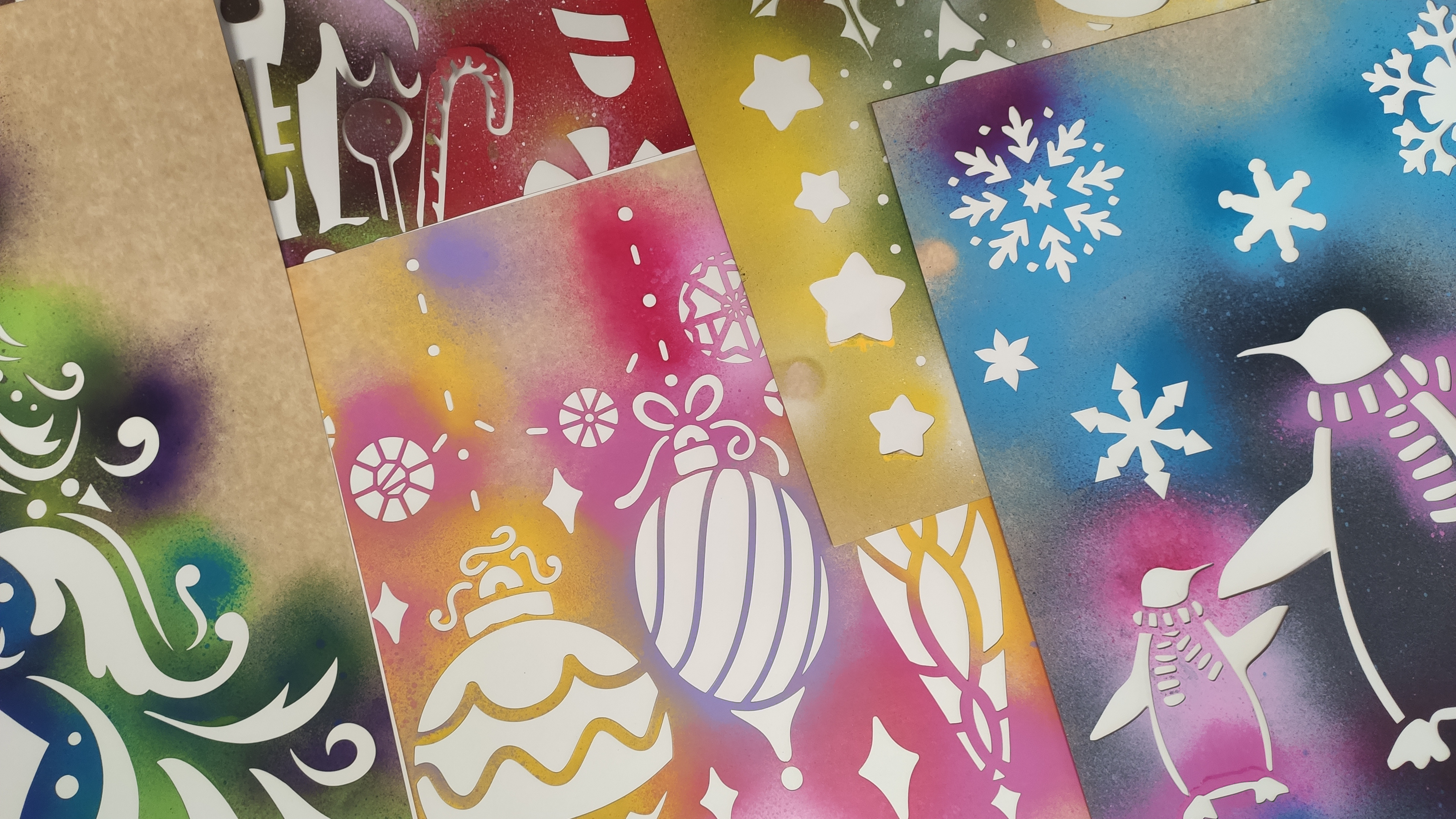Winter Christmas Introducing Stencil Art Spray Session